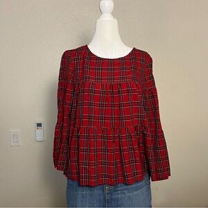 Madewell Red Plaid Blouse